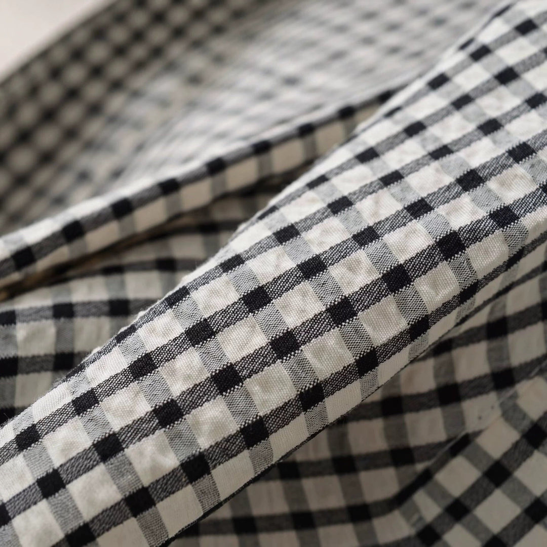 Dam oversize kort jacka med ståkrage och Vichy rutig