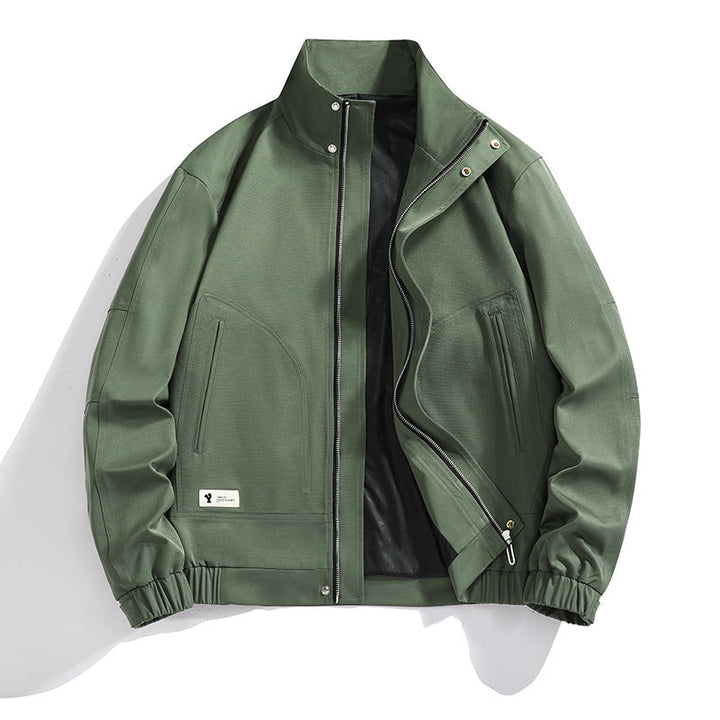 Herr Ljus Utility Canvas Blouson med Ståkrage och Elastisk Muddar