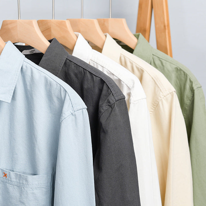 Herr Lätt Bomull Overshirt i Avslappnad Passform med Bröstficka