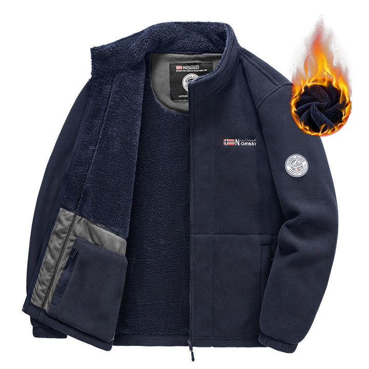 Herr Insulating Zip Fleece Jacka med Hög Krage och Mjuk Teddyfoder