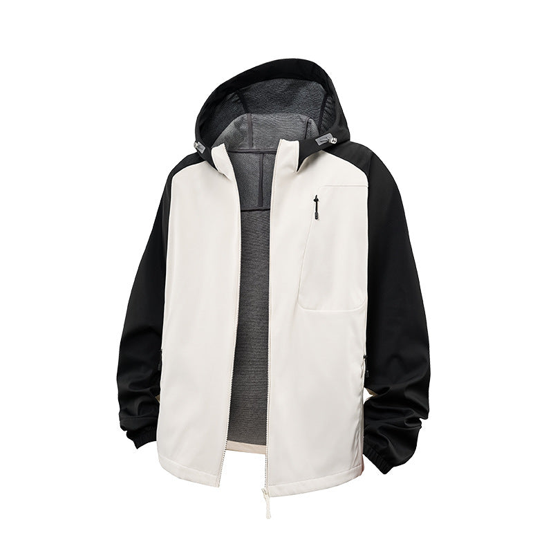Herr Vattentät Softshell-Luvtröja Jacka med Fleece Foder, Vindtät och med Bröst Dragkedja Drune