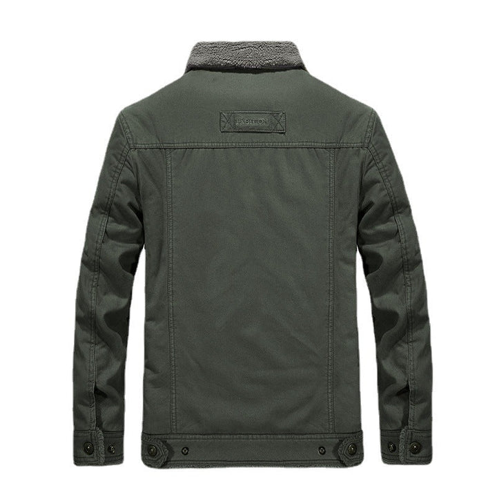 Herr Sherpa-Lined Canvas Trucker Jacka med Teddyfoder och Skjorta Krage