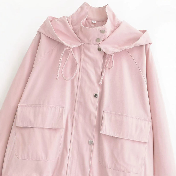 Dam Utility Parka i Boxig Skärning med Huva, Drawstring, och Patch Lock Fickor