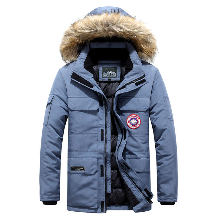 Herr Expedition Parka med Avtagbar Huva och Faux Fur Trim