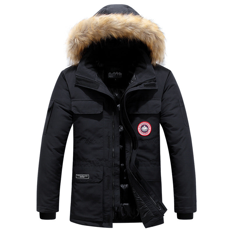 Herr Expedition Parka med Avtagbar Huva och Faux Fur Trim