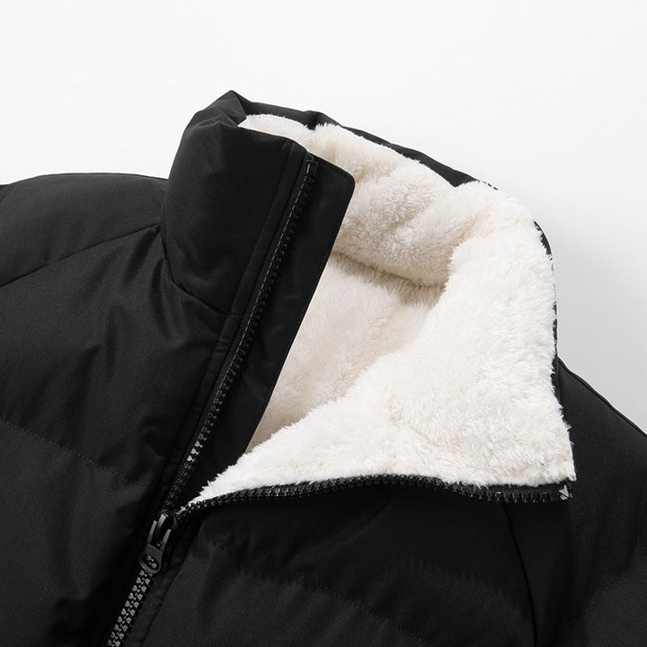 Dam Kort Polar Quiltad Jacka med Teddy Foder, Boxig Skärning &amp; Dold Dragkedja