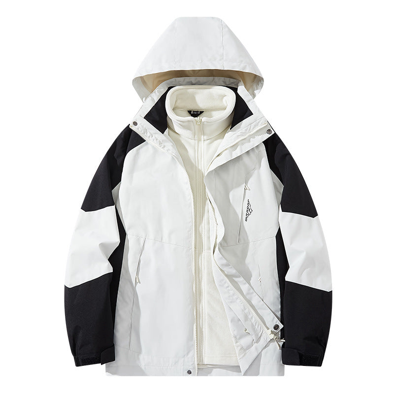 Herr vattenavvisande two-lager trekking jacka med avtagbar fleece inner jacka och huva