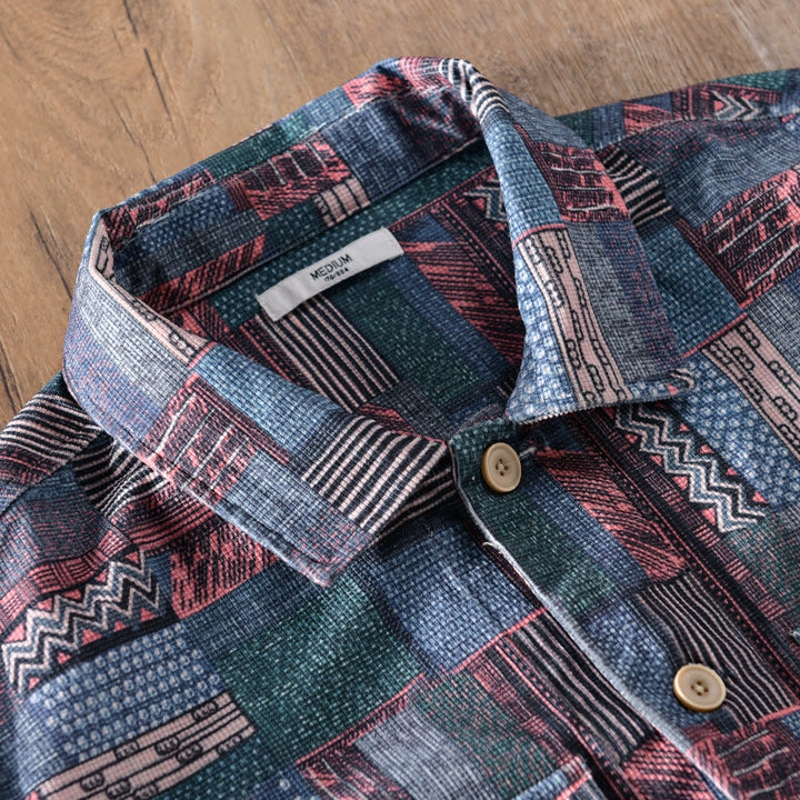 Herröverskjorta i Patchwork Look med Applied Bröstfickor