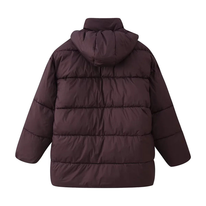 Dam oversized quiltad jacka med huva och värmande värmefoder