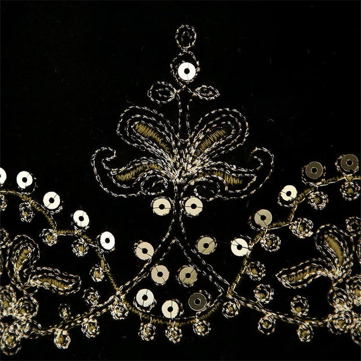 Dam Embroidered Velvet Kort Väst med Bead och Sequin Kant