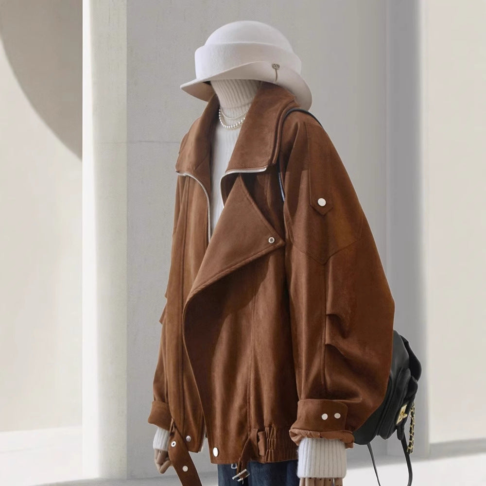 Dam modern mocka jacka med Asymmetrical skärning
