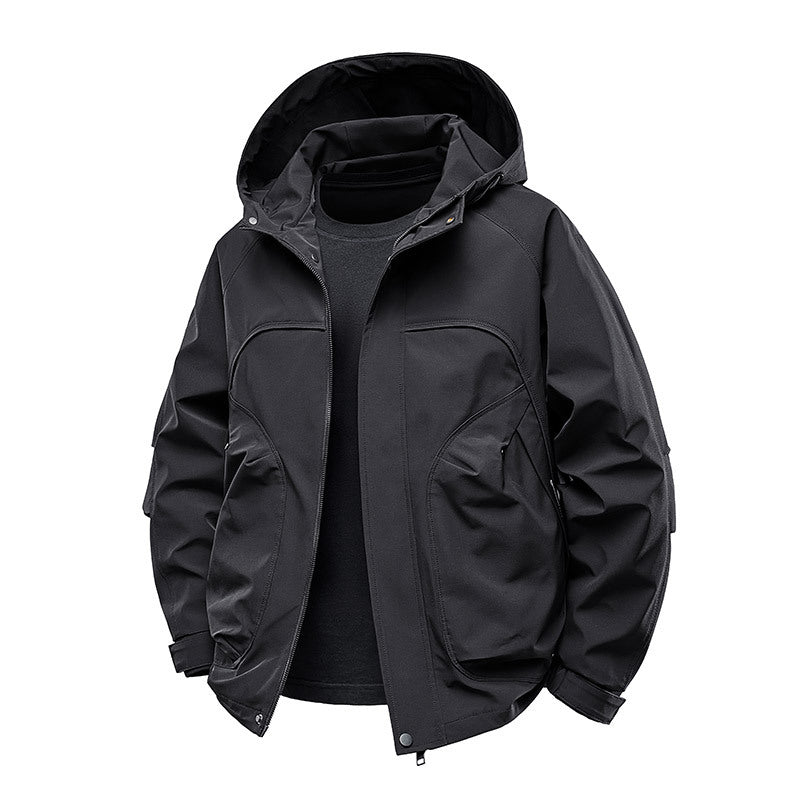 Herr Technical Softshell Utilityjacka med Huva Vattenavvisande och Multifunction Fickor