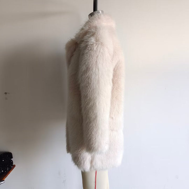 Dam oversize Faux Fur kappa med Generous Shawl krage och Hidden fickor