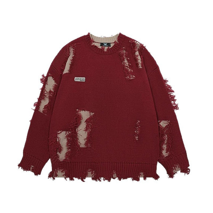 Herr Ledig Chunky Stickad Tröja med Distressed Look