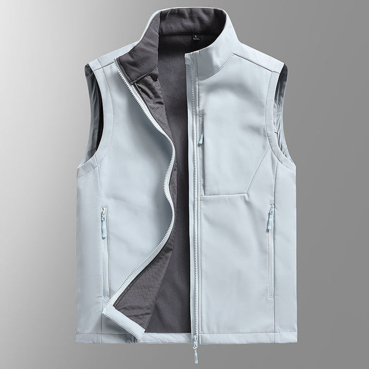 Herr Andningsbar Softshell Väst med Termisk Fleecefoder och Dold Zip Fickor