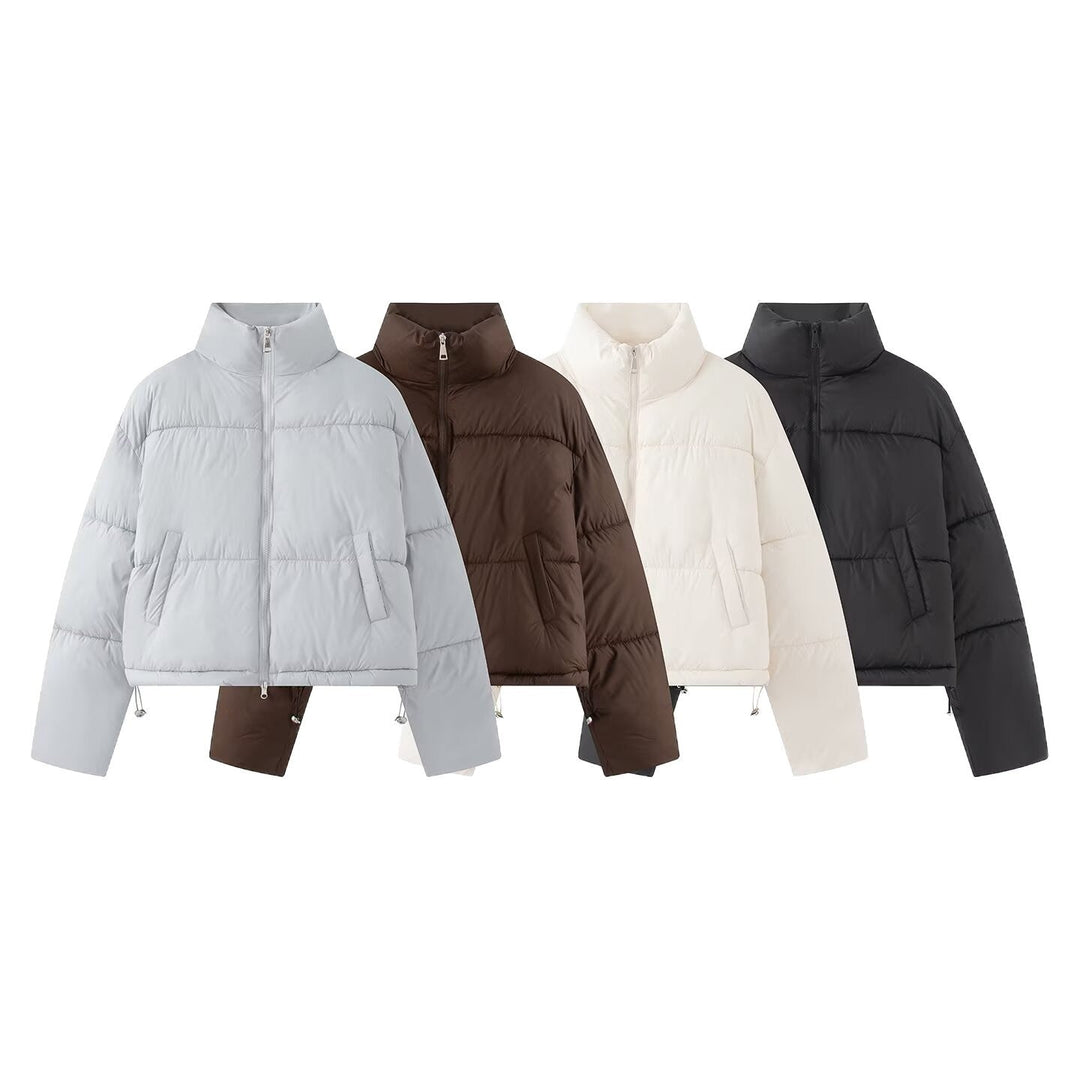 Dam kort jacka in oversize boxy puffer stil med hög ståkrage