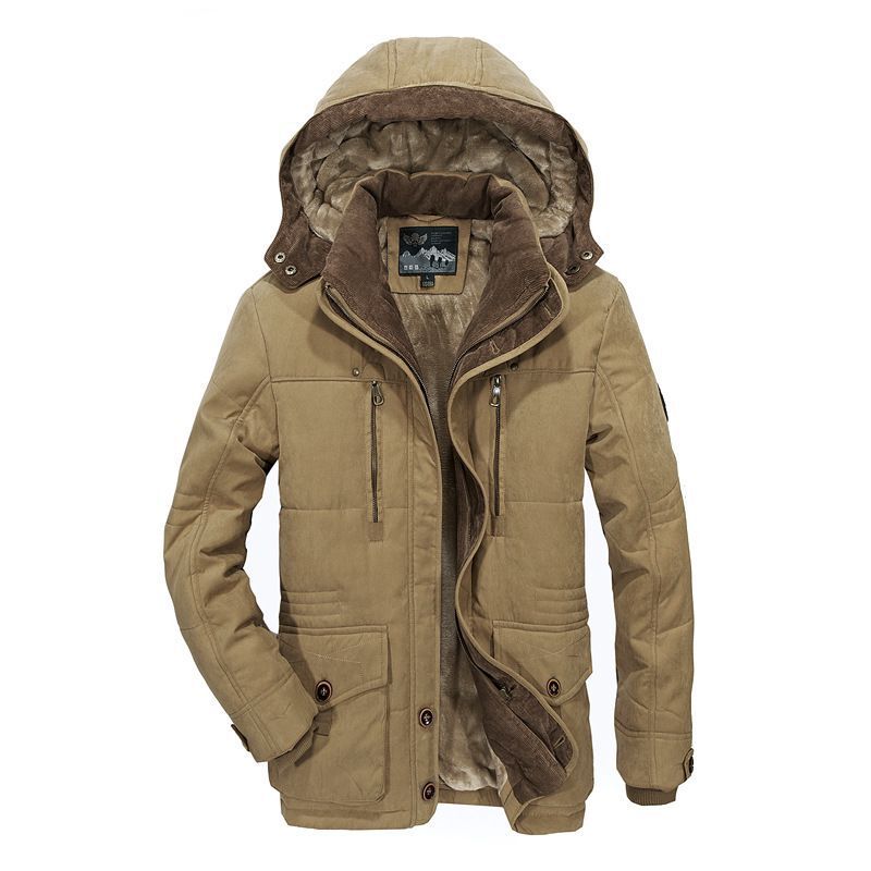 Herr isolerad parka med huva och Fusk Päls Foder