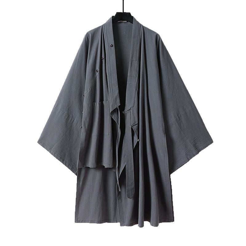 Herr Ärmlös Hanfu Väst med Open Fram Skärning och Dekorativa Toggle Stängning