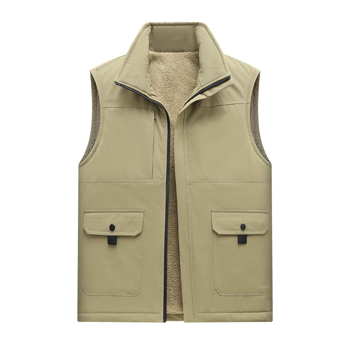 Herr Insulated Utomhus Utility Väst med Teddyfoder och Fram Lock Fickor