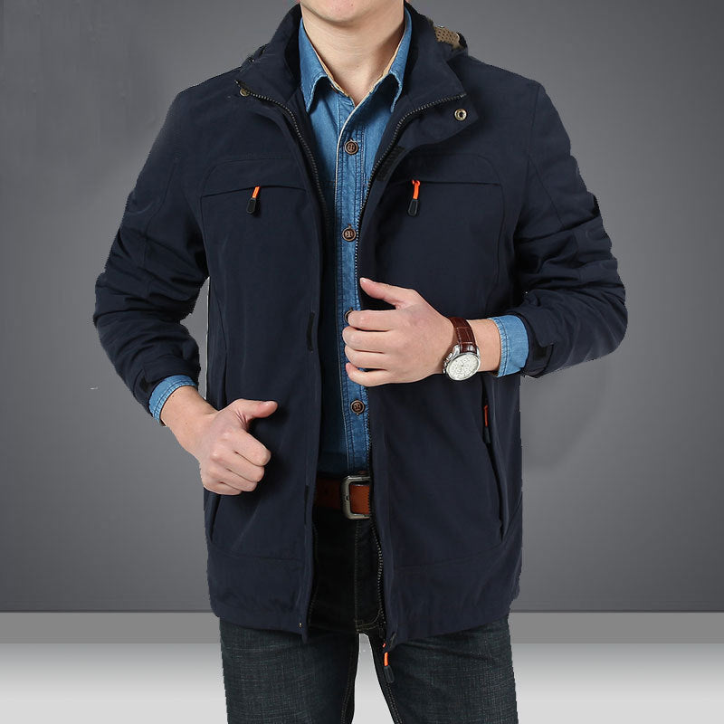 Herr Modern Softshell Fältjacka med Huva, Andningsbar Stretch och Organizer Fickor