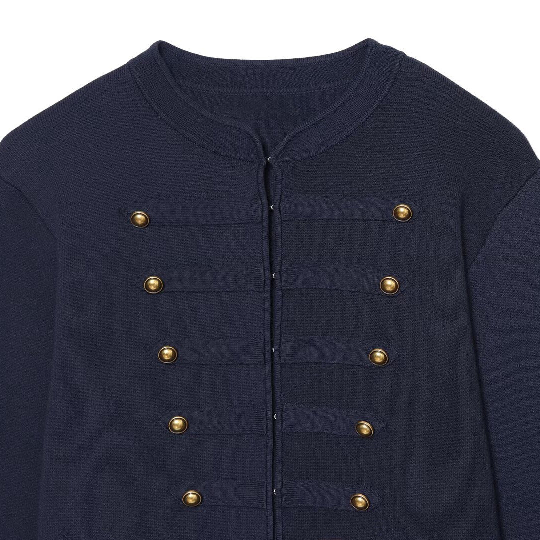 Dam Kort Textured Shacket Jacka med Stå Krage, Dekorativ Row Knappar och Extended Muddar