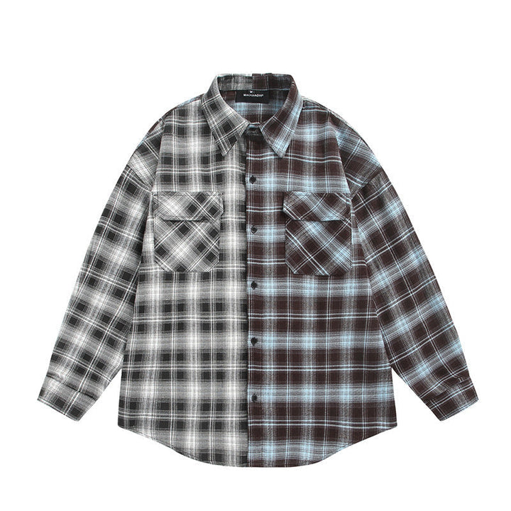 Unisex Split Check Overshirt i Skjorta Jacka Stil
