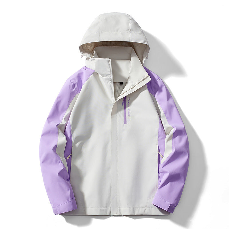 Dam två-layer softshell rain jacka med huva, andningsbar membrane och chest zip