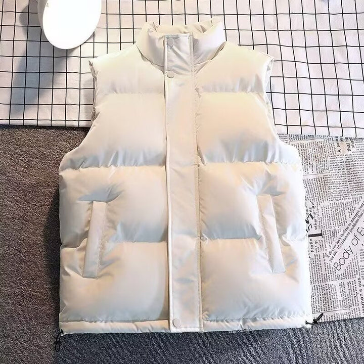 Herr vadderad Sleeveless quiltad väst med ståkrage och Dold Tryckknapp Knäppslå