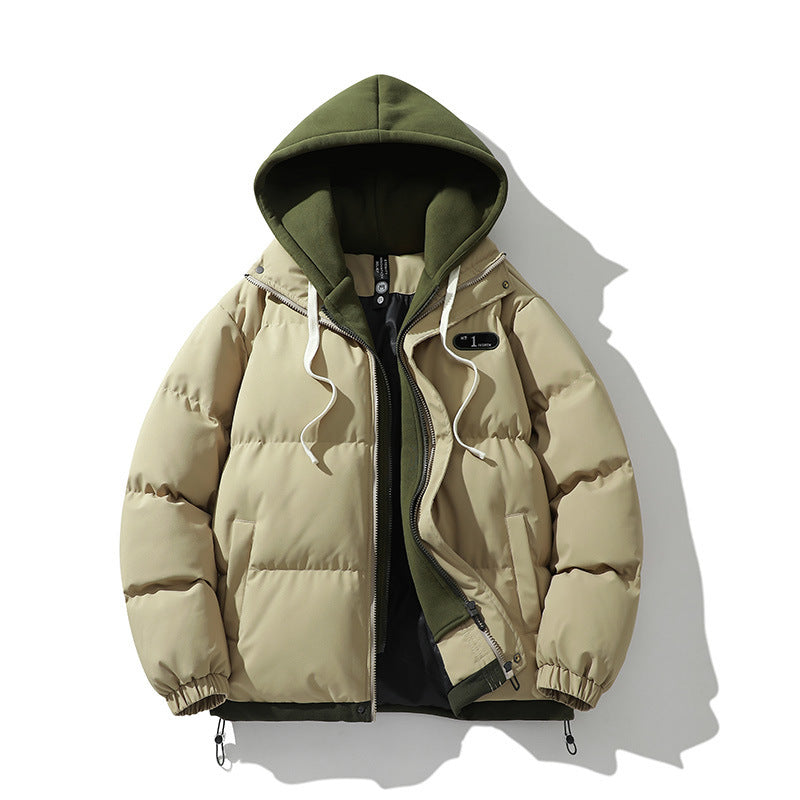Herr Two-lager quiltad Jacka med Avtagbar Fleece Huva och Värmande Isolering