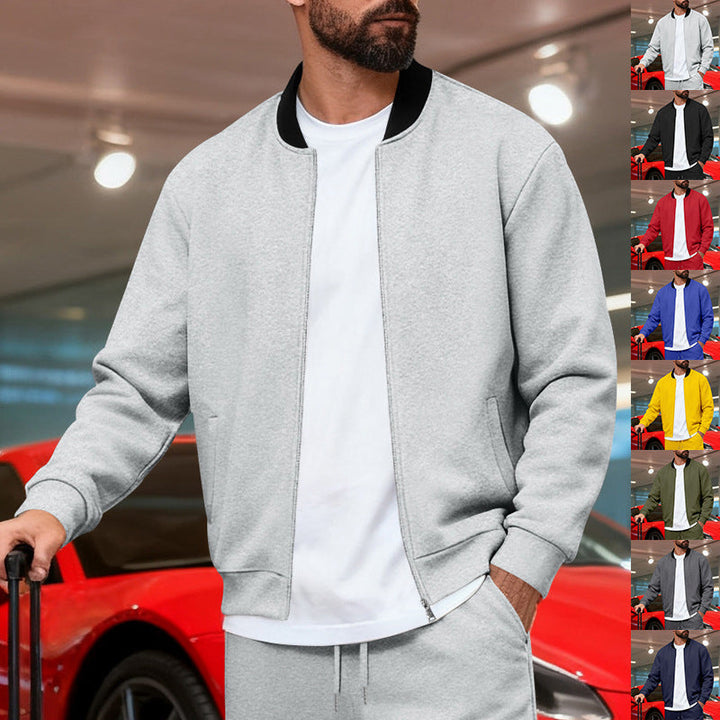 Herr Nan Urban Sweat Track Jacka med Ståkrage Concealed Dragkedja Elastic Rib Muddar och Sidofickor