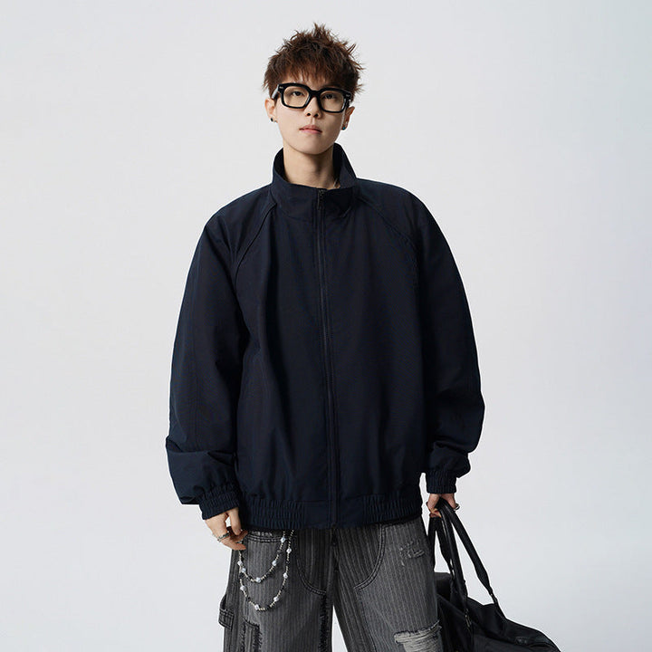 Unisex oversize Windbreaker med ståkrage och Raglan ärmar