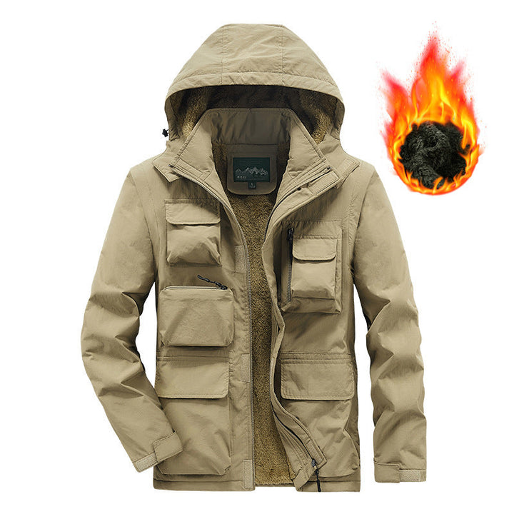 Herr Warming Multi-Function Parka med Teddy Fleecefoder, Huva och Utility Fickor