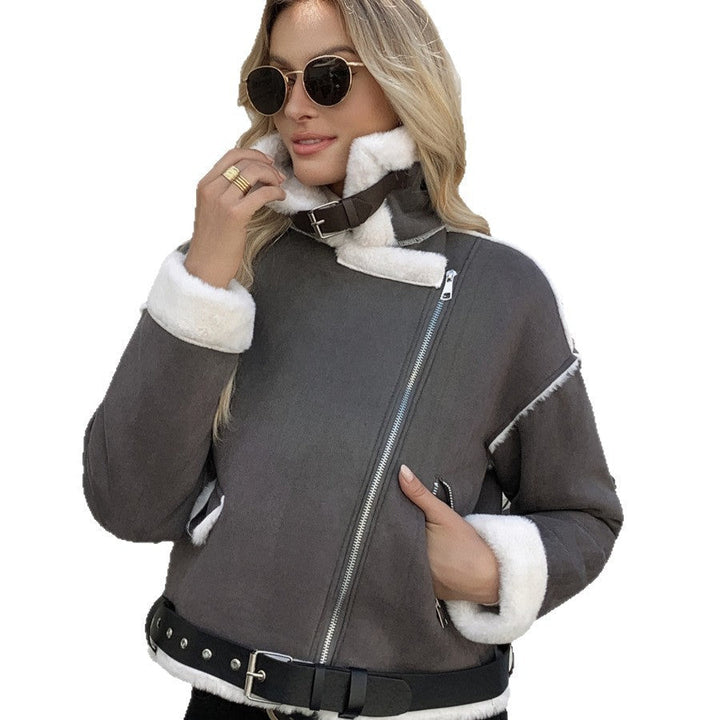 Dam Fashion konstläderjacka med lyxig Faux Fur kant