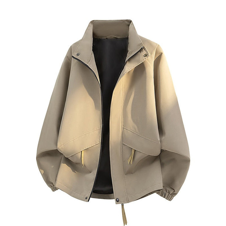 Dam Lätt Oversize Övergångsjacka utan Huva med Drawstring, Lock Fickor &amp; Elastic Muddar