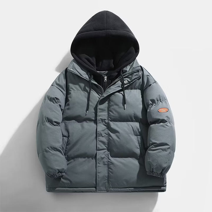 Herr Vadderad Vinter Pufferjacka med Two-Layer Huva och Elastisk Muddar