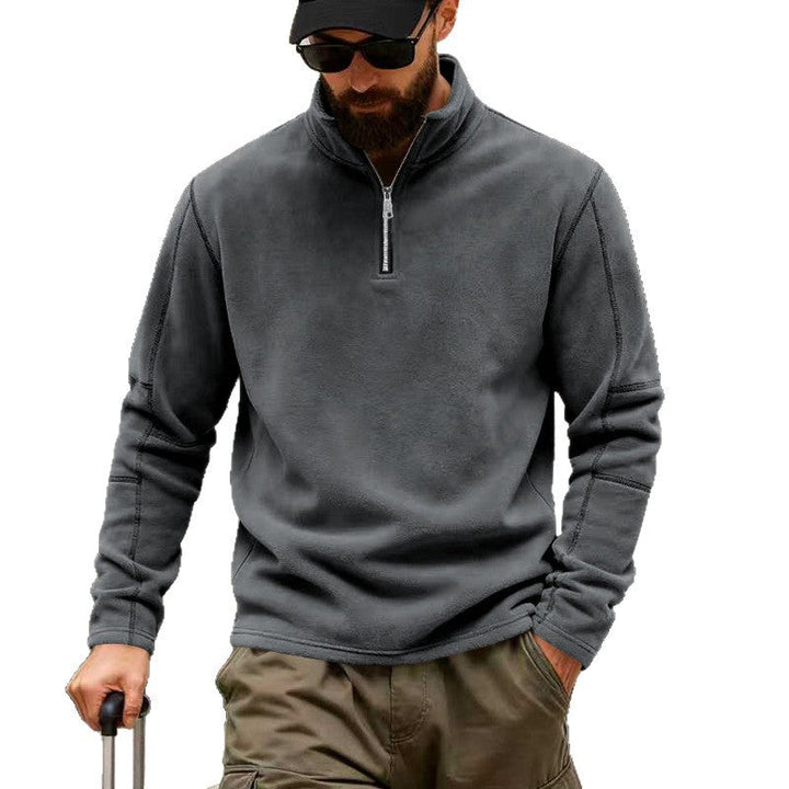 Herr Lätt Fleece Pullover med Halv Dragkedja och Ståkrage