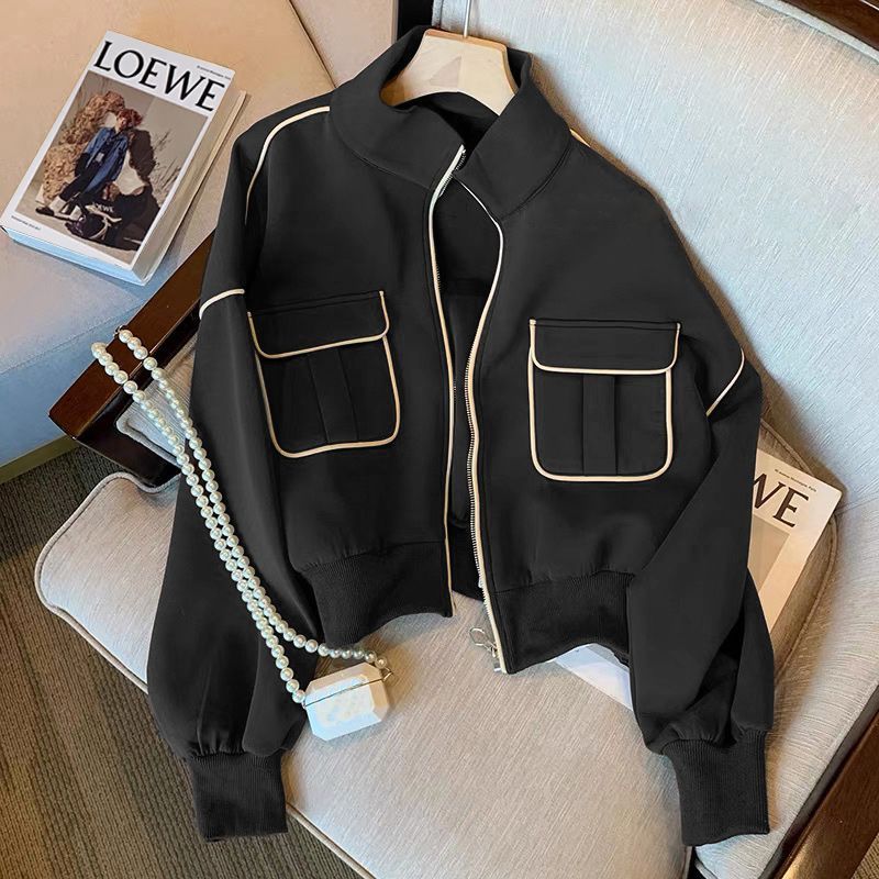 Dam Fashion Cropped jacka med fickor