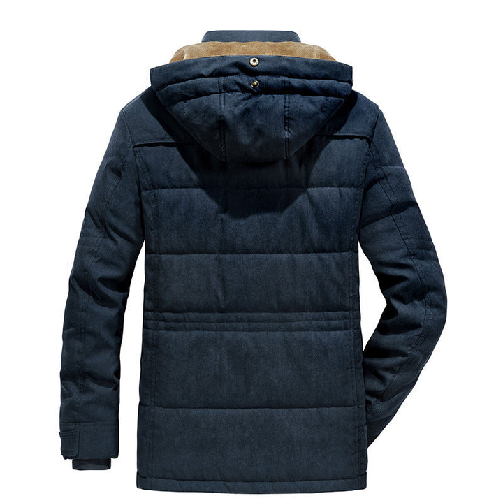 Herr Vadderad Parka i Canvas Look med Teddy Fleecefoder och Huva