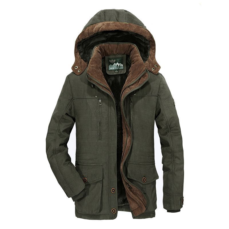 Herr isolerad parka med huva och Fusk Päls Foder