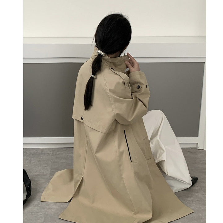 Dam längre vattenavvisande trenchcoat med Back Cape och Stand krage