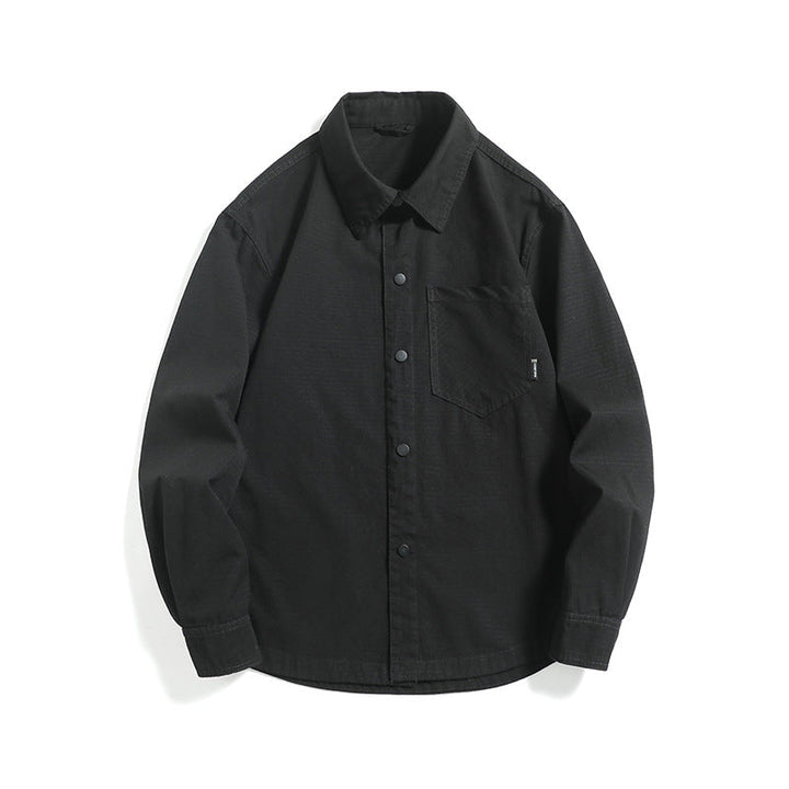 Herr ripstop overshirt med tryckknapp knäppslå, straight skärning och bröstficka
