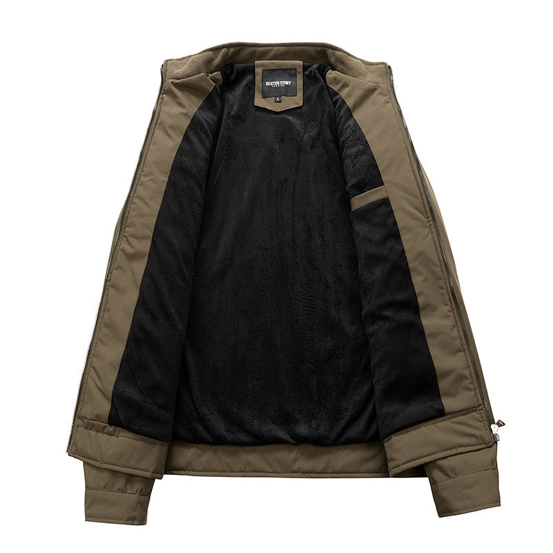 Herr Softshell Utomhus Jacka med Stående Krage Vattenavvisande och Fyra Zippered Fickor