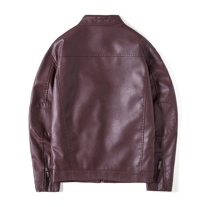 Herr elegant fuskläder Blouson Jacka med ståkrage, fickor med dragkedja och värmande foder