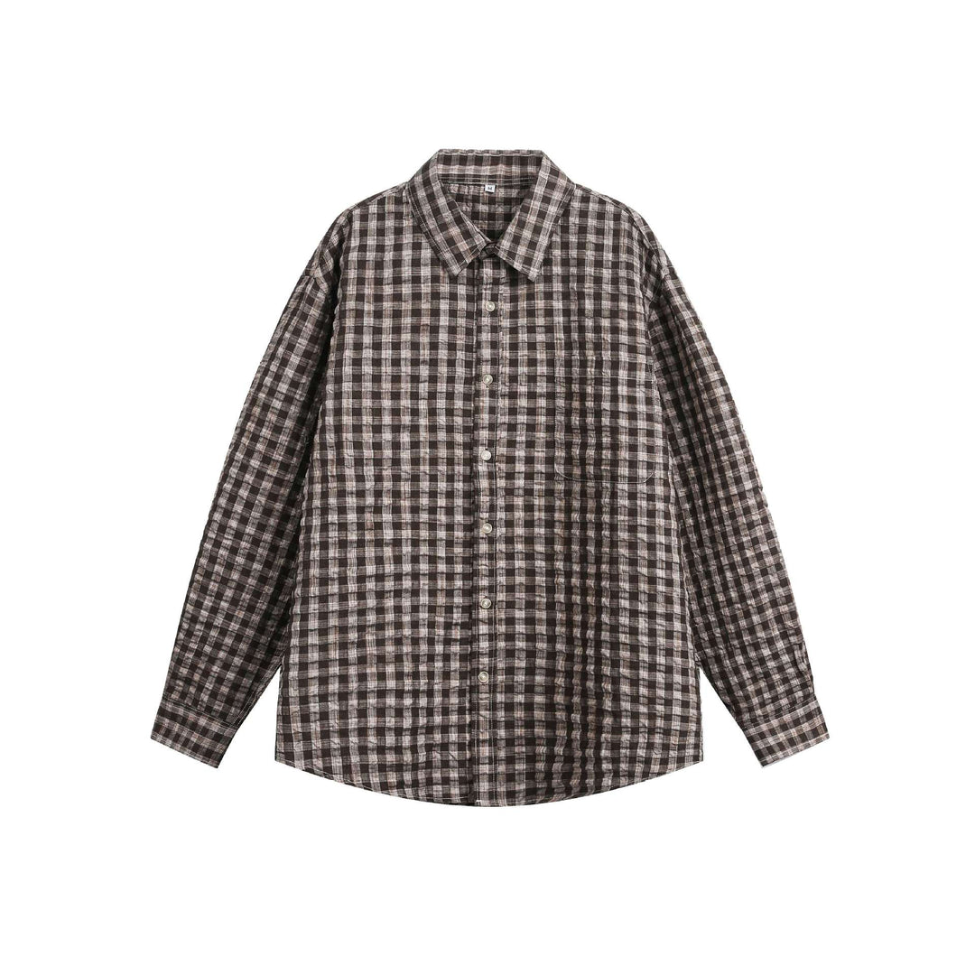 Unisex Oversized Rutig Skjorta Jacka med Ficka och Mjuk Textured Fabric