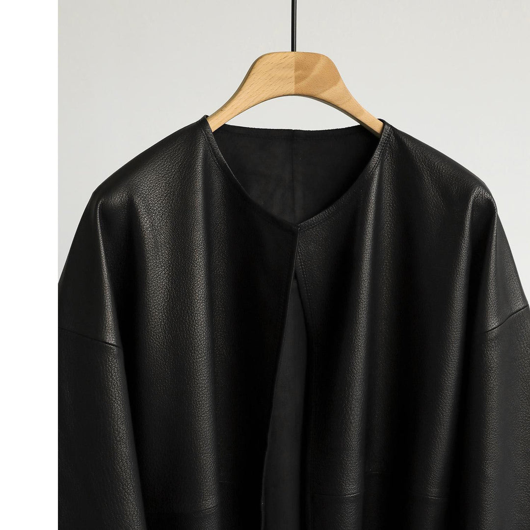 Dam oversize läder jacka