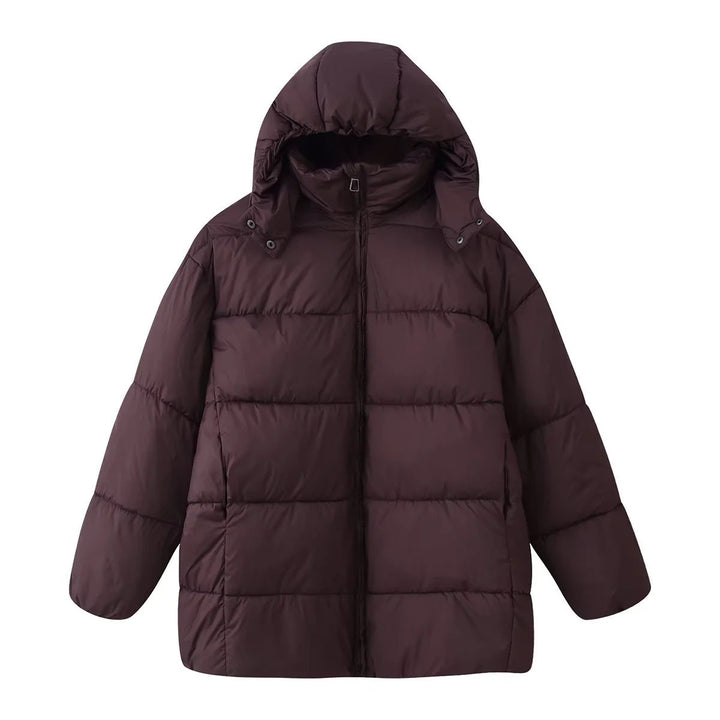 Dam oversized quiltad jacka med huva och värmande värmefoder