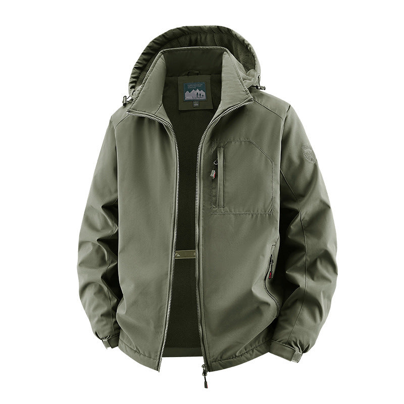 Herr Vindskyddande Softshell Termisk Jacka med Fleecefoder och Huva