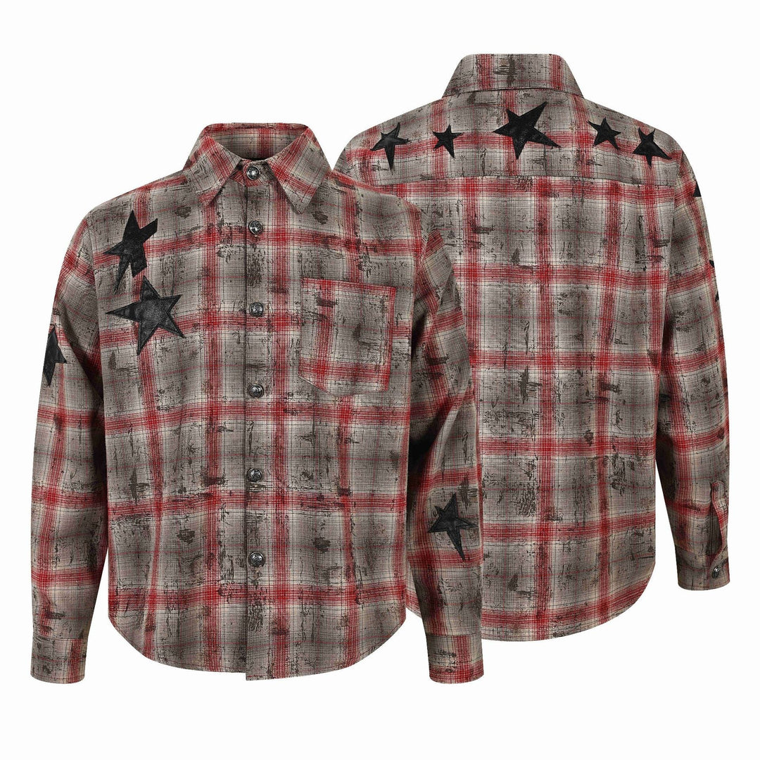 Dam Skjorta Jacka i Oversized Skärning med Star Appliqués