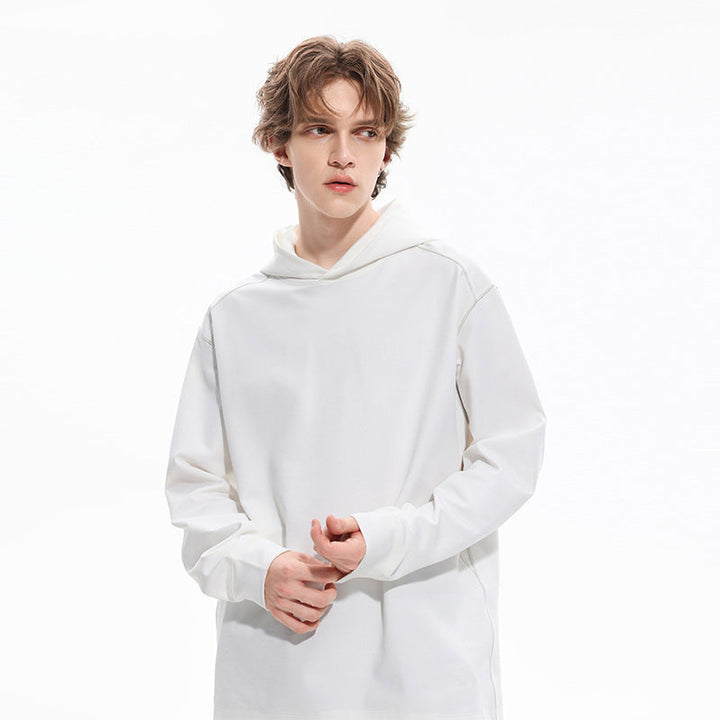 Herr Oversized Luvtröja Gjord av Kraftig Bomullsblandning med Contrast Stitching och Raglanärmar