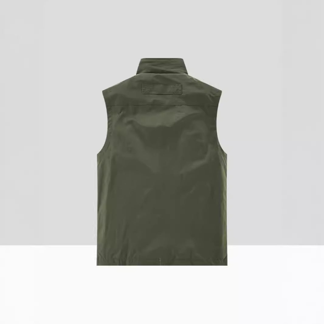 Herr Lätt Multifunctional Utomhus Utility Väst med Mesh Foder och Flera Dragkedjefickor